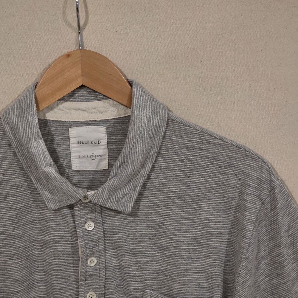 Billy Reid Gray Striped Polo XL